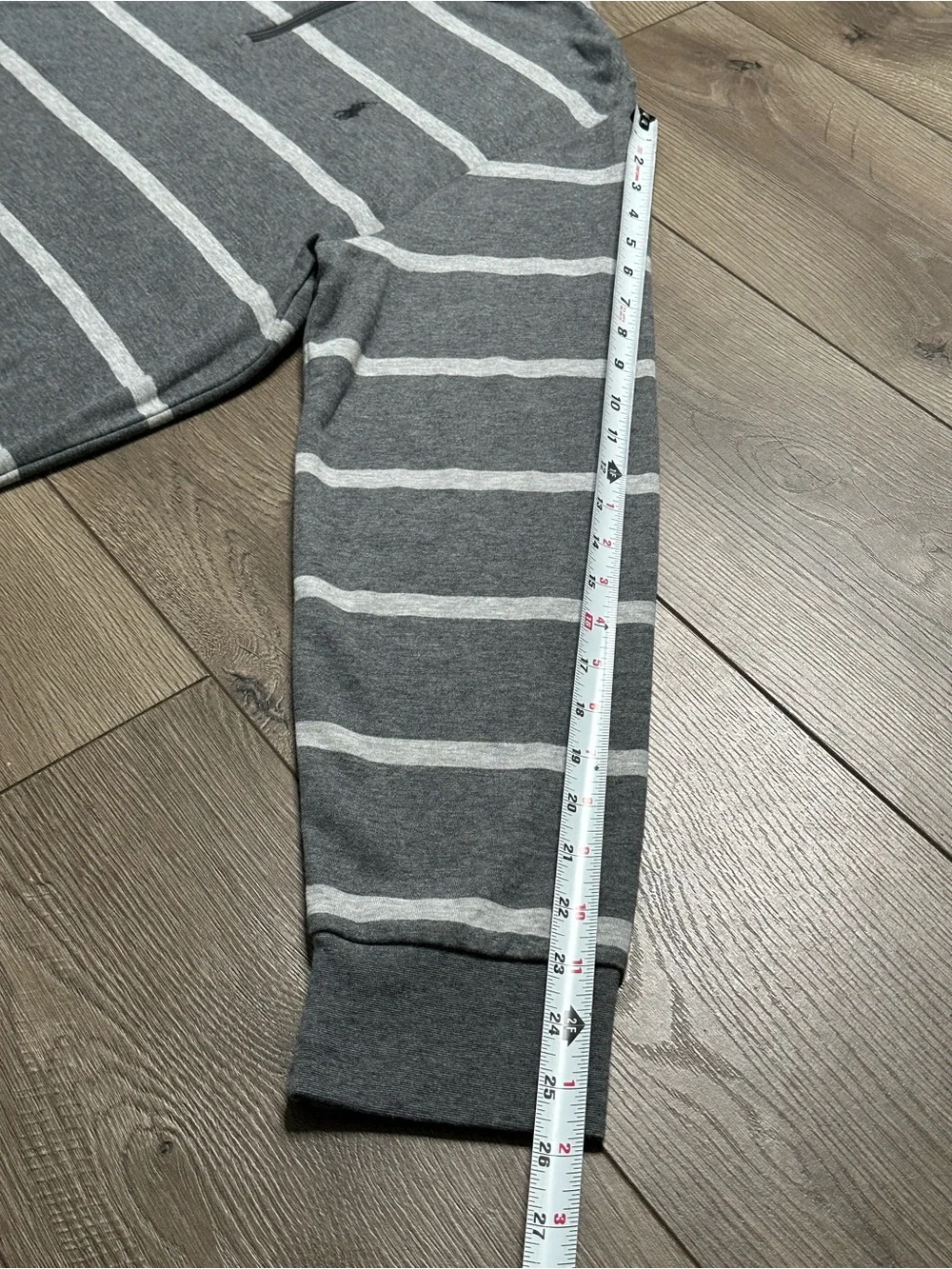 Polo Ralph Lauren 1/4 Zip Long Sleeve Pullover Top Gray Stripe Size Large